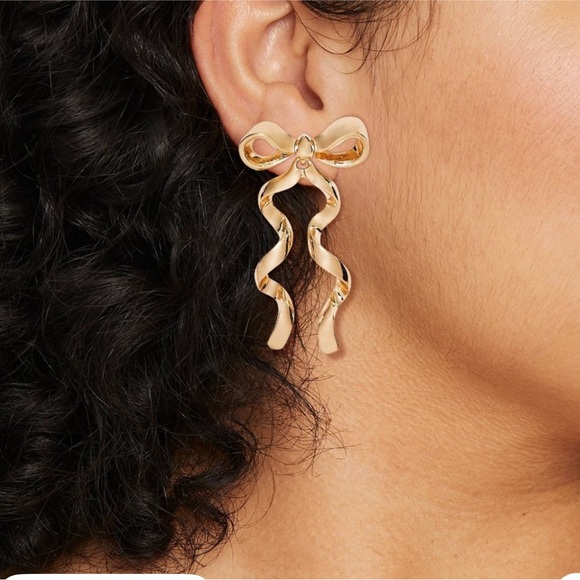 BaubleBar Gold Bow Statement Earrings - Picture 2 of 4